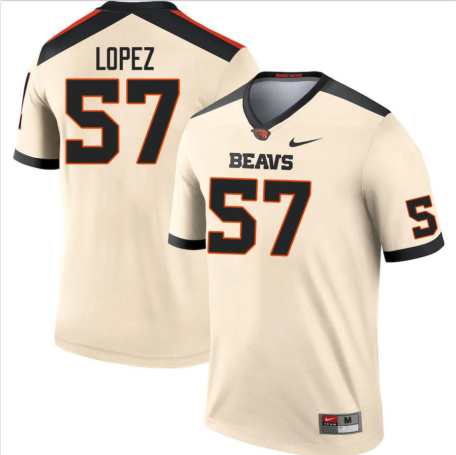 Men #57 Dylan Lopez Oregon State Beavers College Football Jerseys Stitched Sale-Cream - Click Image to Close